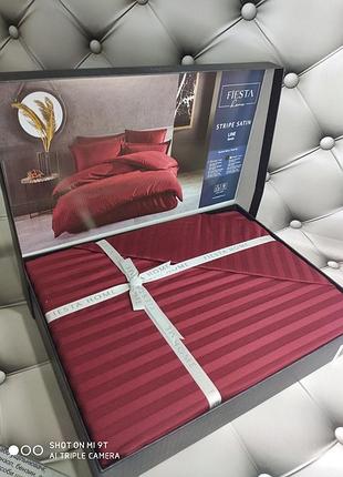 Сатин-страйп. постельное белье красного цвета. 4 наволочки 50-70см. натуральный хлопок. fiesta турция.