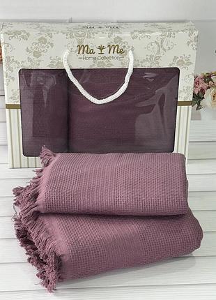 Mame bernini 2в1 махровые полотенца (баня+лицо). сливовый цвет. пештемал, сауна.  турция 06