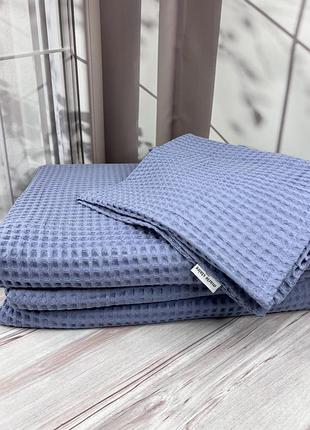 Вафельное покрывало 240х260см. наволочки 50х70см. 100% хлопок. голубой цвет. marie claire туреччина.