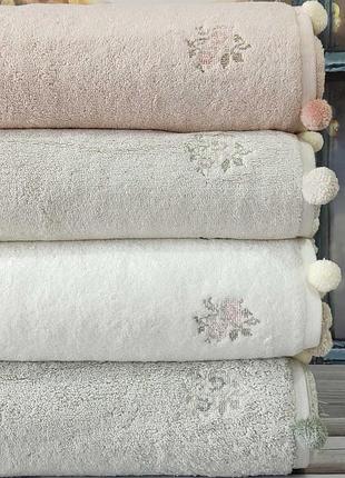 Sila flowers 4в1 пенье 70х140см., рушники з помпонами. pupilla туреччина