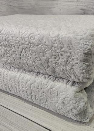 220х240см. сірий однотонний плед/покривало. sarar туреччина 320