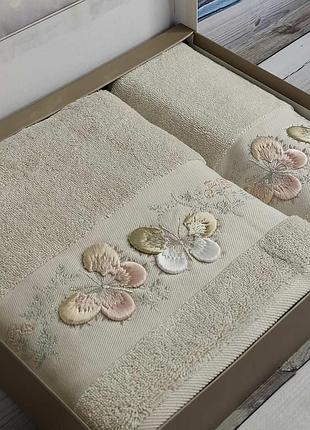 Коричневый набор трикотажных полотенец.турция pupilla eva butterfly big kahve