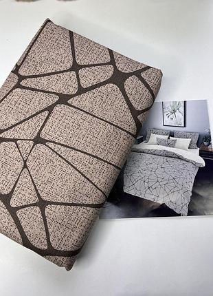 Полуротный комплект постельного белья. 100% хлопок. бежевий. модель кластер