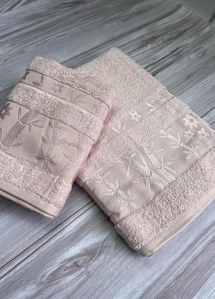 Бамбукові рушники баня + обличчя. 100% бамбука. щільні та товсті. туреччина pupillaю колір рожевий світлий
