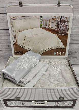 Gri покривало + простирадло з наволочками. євро розмір. estima туреччина