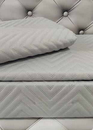 Серое покрывало 250х260см., с наволочками. so sweet турция однотонное