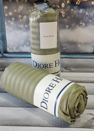 160х200см. простынь на резинке с наволочками. сатин-страйп. хаки цвет. diore турция.