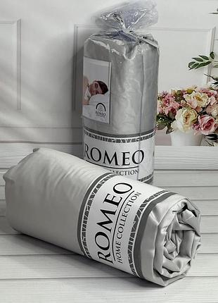 160х200см., сатиновая простыня на резинке с наволочками. свет серый. 100% хлопок. romeoтурция.duz gri