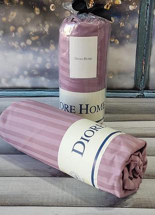 160х200см. простынь на резинке с наволочками. сатин-страйп. 100% хлопок сухая роза. diore турция.