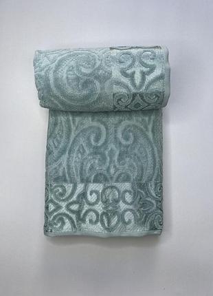 Велюр / махра. набор 70-140 и 50-90см. полотенца турция pupilla venus голубой