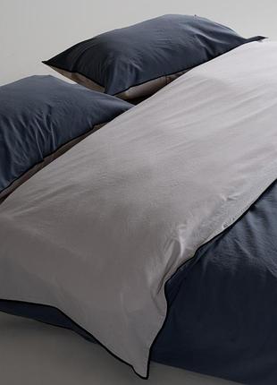 Вареный хлопок. евро размер. постельное белье двухсторонее.100% хлопок. limasso турция. крем, графит