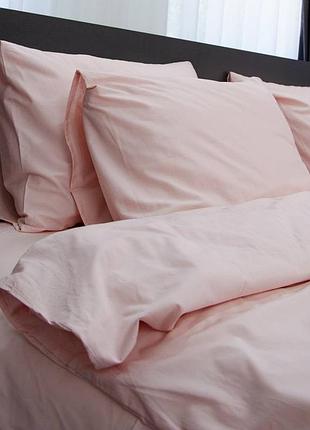 Сатиновое постельное белье. семейный размер. 2 наволочки 50х70см. однотонный цвет розовая пудра