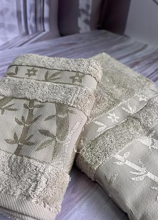 Бамбукові рушники баня + обличчя. 100% бамбука. щільні та товсті. туреччина pupillaю колір беж