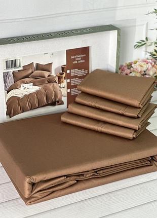 Сатин однотонный. евро размер. 100% хлопок. молочный шоколад цвет. word of dreams китай