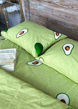 Полуротный комплект постельного белья. бязь. авокадо зеленый.  модель фрукт