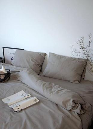 Фланелева (байкова) тепла постільна білизна. однотонна. евро розмір. 100% бавовна. мокко.туреччина