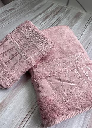 Бамбуковые полотенца баня + лицо. 100% бамбук. плотные и толстые. турция pupillaю цвет розовый.