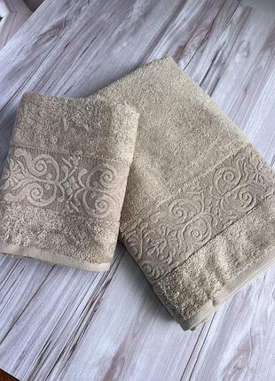 Бамбукові рушники баня + обличчя. 100% бамбука. щільні та товсті. туреччина pupilla вензель колір беж