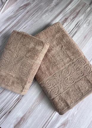 Бамбукові рушники баня + обличчя. 100% бамбука. щільні та товсті. туреччина pupilla вензель колір темний беж