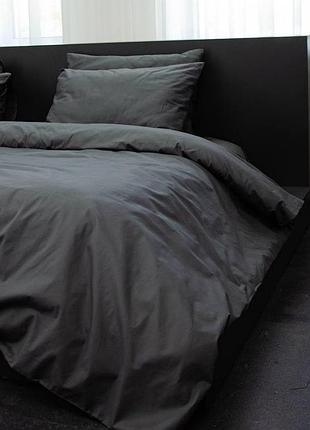 Сатиновое постельное белье. двухспальное. 2 наволочки. однотонный графитовый