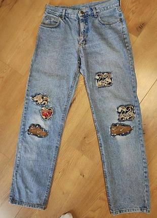 Джинсы женские синие голубые mom lee denim, размер м.