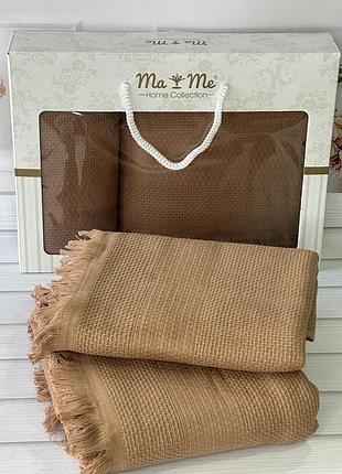 Mame bernini 2в1 махровые полотенца (баня+лицо).  коричневый турция 08