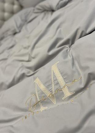 Постельное белье с вышивкой "м". микрокотон. двуспальный. серый капучино. китай. знижка