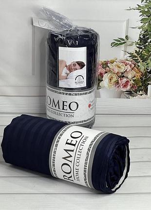 Line lacivert 180х200см. простирадло на резинці. сатин-страйп. romeo туреччина.