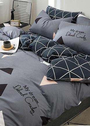 Євро розмір постільна білизна темна, сіра з чорним. тканина: полікотон. виробництво україна.