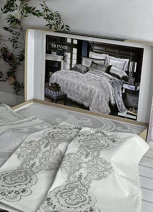 Жаккардовое постельное белье. евро размер. белое с вышивкой. премиум качество. word of dreams китай