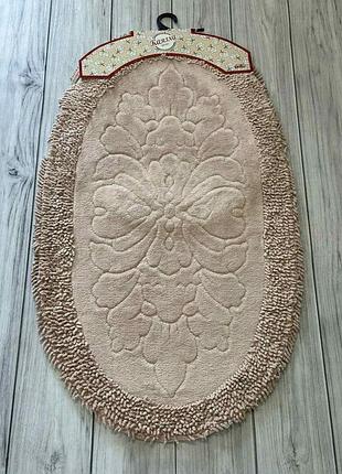 Коврики в ванную комнату 2 штуки. 100% хлопок. плотные и толстые. овальные. турция. розовая пудра цвет.