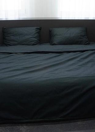 Сатиновое постельное белье. семейный размер, 2 наволочки 50х70см. однотонный черный цвет
