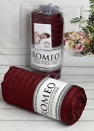 Line bordo 160х200см. простирадло на резинці. сатин-страйп. romeo туреччина.