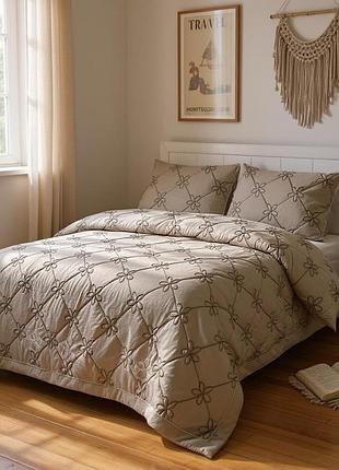 Покривало 200х230см., наволочки + простирадло. велюровое. цвет капучино