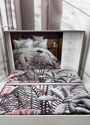 Сатин. евро размер. постельное белье. 4 наволочки 50-70см. пальмовые листья. pupilla турция. terra