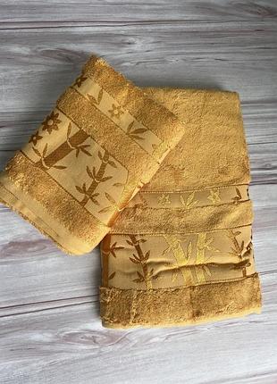 Рушники бамбукові баня + обличчя. 100% бамбука. щільні та товсті. туреччина pupillaю колір помаранчевий на подарунок чоловіку, жінці.