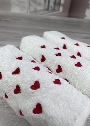 Кухонні рушники з вишивкою. серця. 30-50см. 3 штуки. 100% бавовна. туреччина. білий на подарунок день закоханих сердечки