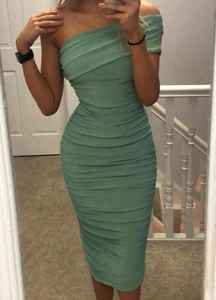 Распродажа cукня club l меди на одно плечо ментоловое присборенное