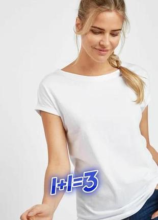 1+1=3 базовая натуральная женская белая футболка f&f, размер 46 - 48