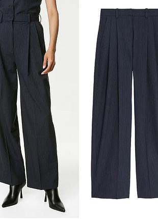 Брюки палаццо широкие штанины с защипами вверху m&s collection