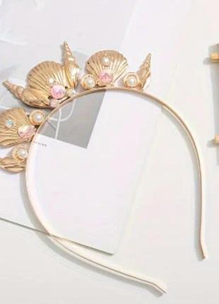 Ободок в морском стиле/ободок с ракушками и жемчужинами