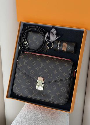 Набір : шкіряна сумка пошет metis , гаманець , ключниця в канві l