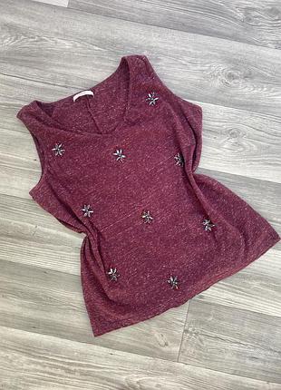 Майка з декором вишитим камінням