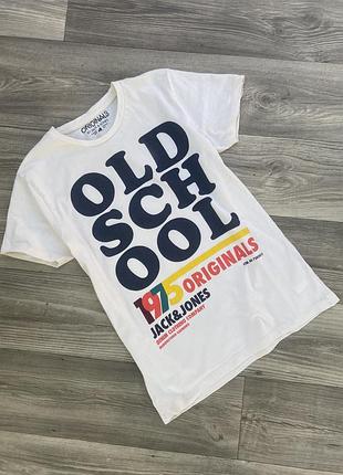 Бавовняна футболка з написом old school у вантажному стилі