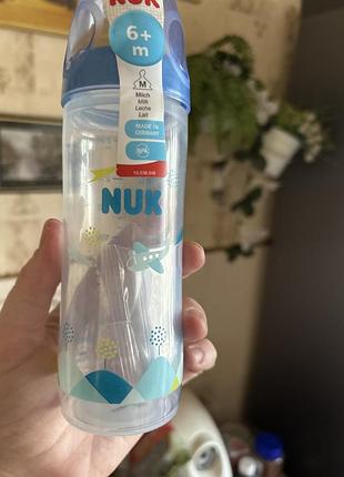 Нова пляшечка нук nuk 6-18 месяца пластик латекс бутылочка