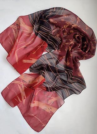 Шелковый шифоновый шарф шаль , 100% шелк