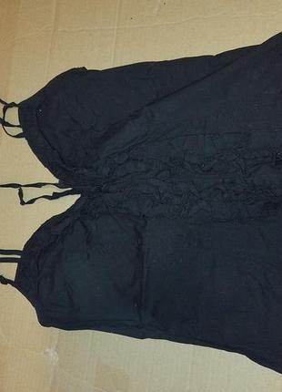 Майка черная женская корсет на груди завязку шнурок с рюшем