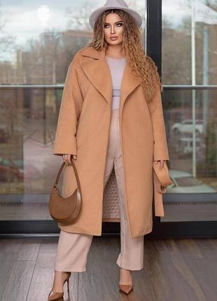 Женское утепленное пальто без застежек