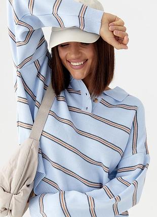 В'язаний джемпер-поло у смужку