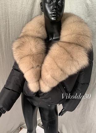 Жіноча зимова куртка пуффер з натуральним хутром песця з 42 по 54 розміри